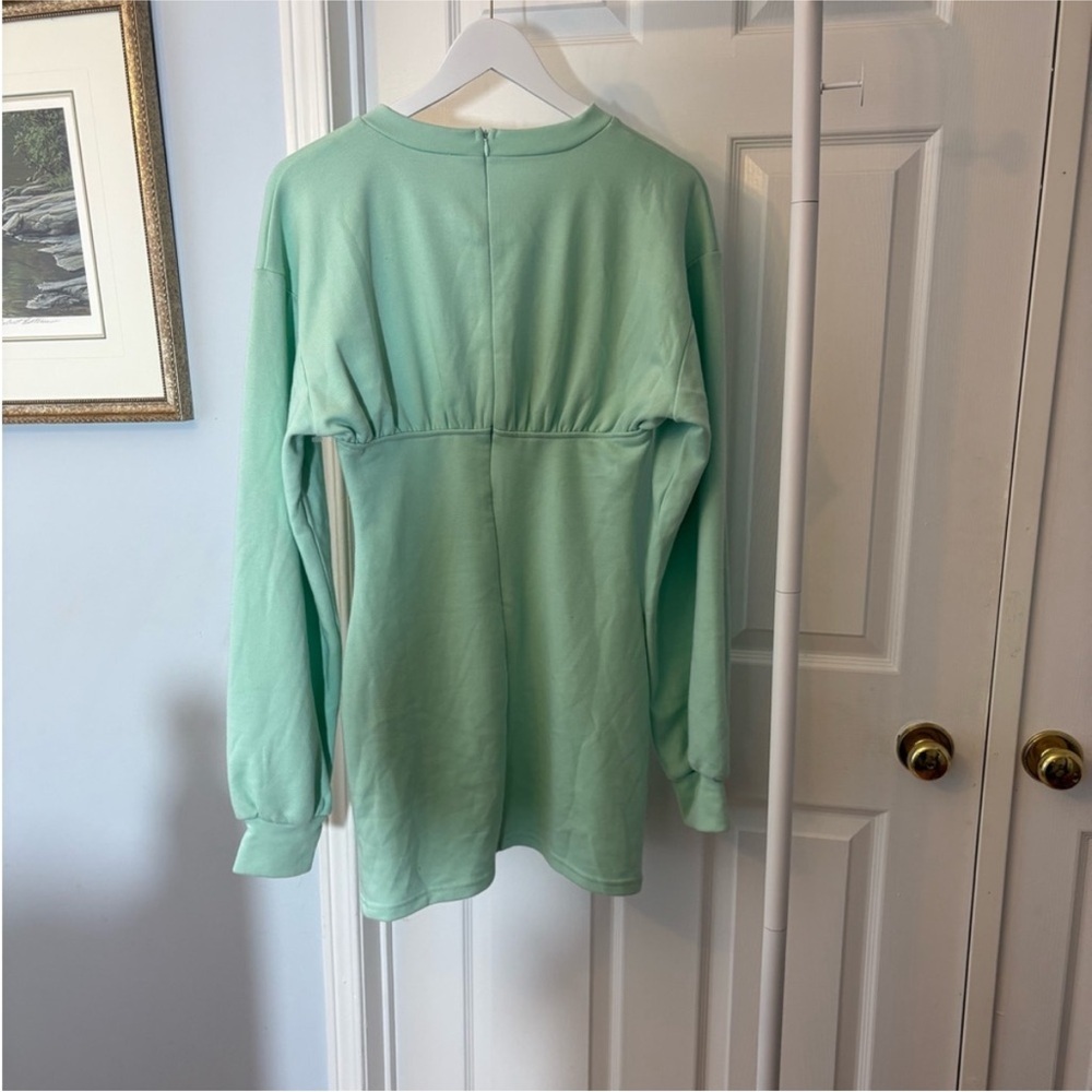 New Sabo Skirt Mint Green Long Sleeve Women's Dress Size Large  Cotton Blend - Picture 4 of 11